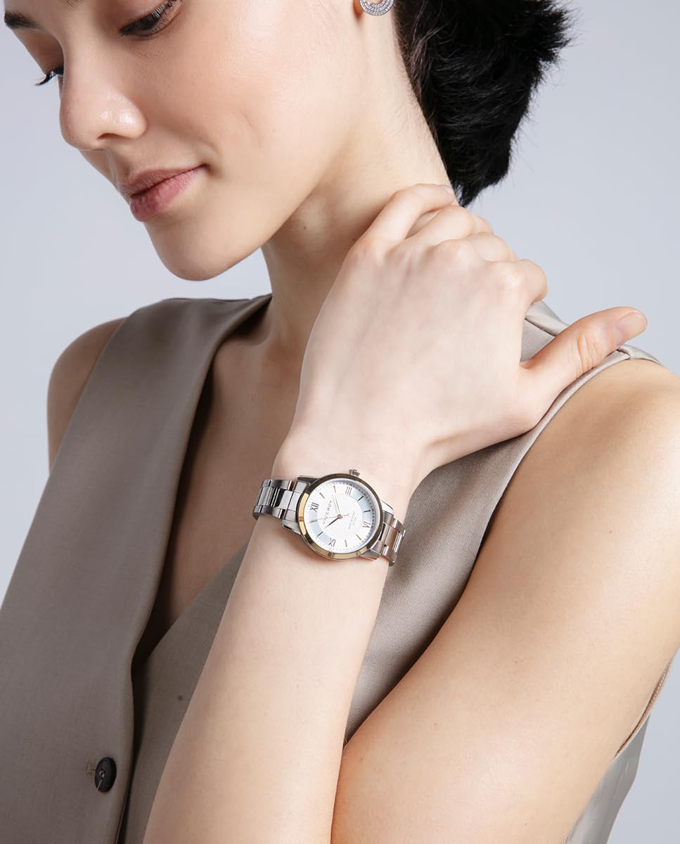 Viceroy Reloj Mujer Elegante de Acero Inoxidable - 34 mm - Movimiento de Cuarzo - Bisel Dorado - Brazalete de Acero - 41138