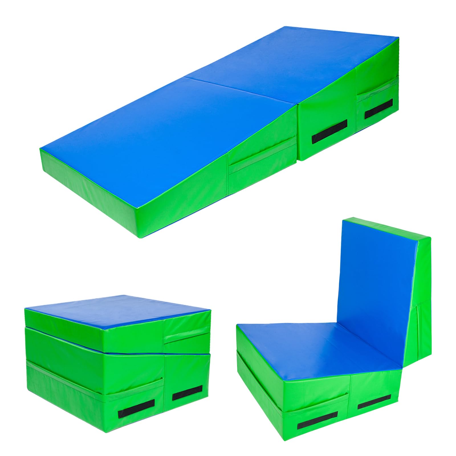 Matladin Incline Gymnastics Wedge Mat, Folding Gymnastics Mat for Kids Girls Home Training Exercise