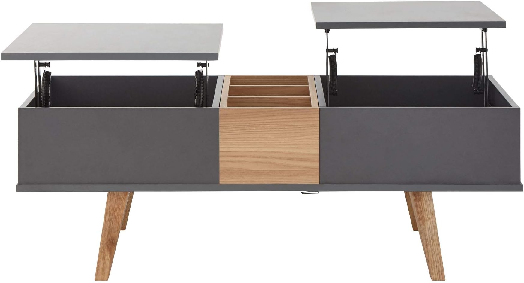 GFW Modena Double Lifting Coffee Table With Hidden Storage And 3 Storage Compartment, Wooden Storage Living Room Furniture Suitable For Hallway, Bedroom And Lounge
