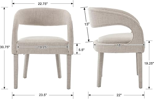 Miniatura 2 de CIMOTA Juego de 2 sillas de comedor modernas, tapizadas de lino, sillas de cocina y comedor, sillas de cocina con brazosrespaldo abierto, cómodas