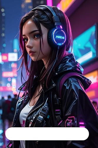 Libreta de Rayas - 100 paginas - Tapa Blanda - Diseño Cyberpunk - Blue Girl - Con espacio para titulo en la portada (Spanish Edition)