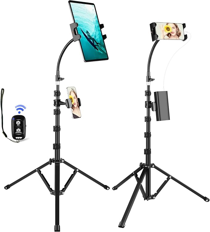 Peastrex Ipad Tripod Stand 73" Gooseneck Tablet Floor Holder Mount with