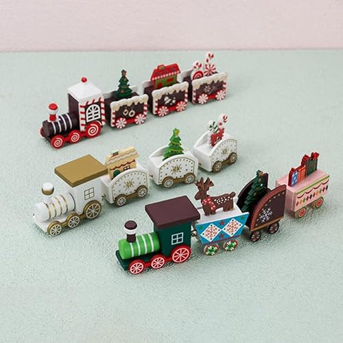 Miniatura 2 de Adorno de tren de madera de Navidad, decoración de Navidad, tren de Navidad de madera, juego de decoración de tren de Navidad, juguetes de adorno de