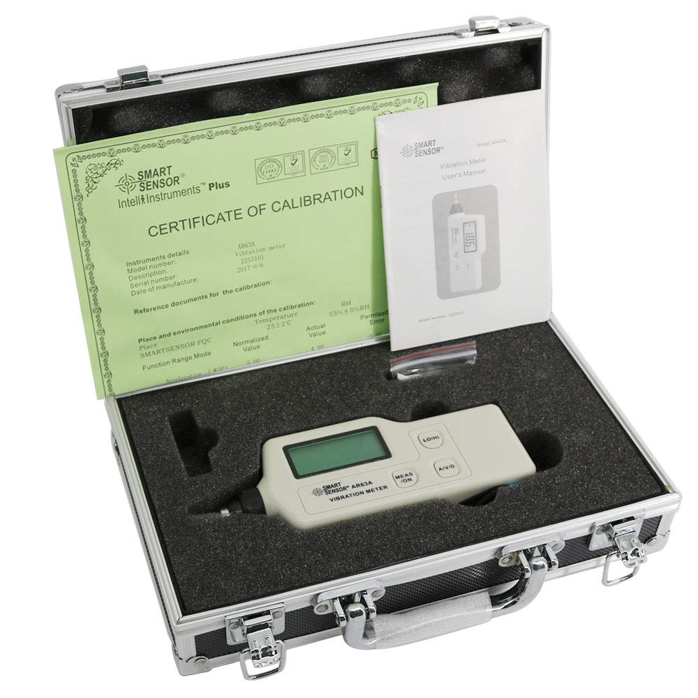 Graigar AR63A Digital Handheld Vibration Meter Tester Meter Gauge Vibrometer Analyzer Acceleration Range 0.1 to 199.9m/s2