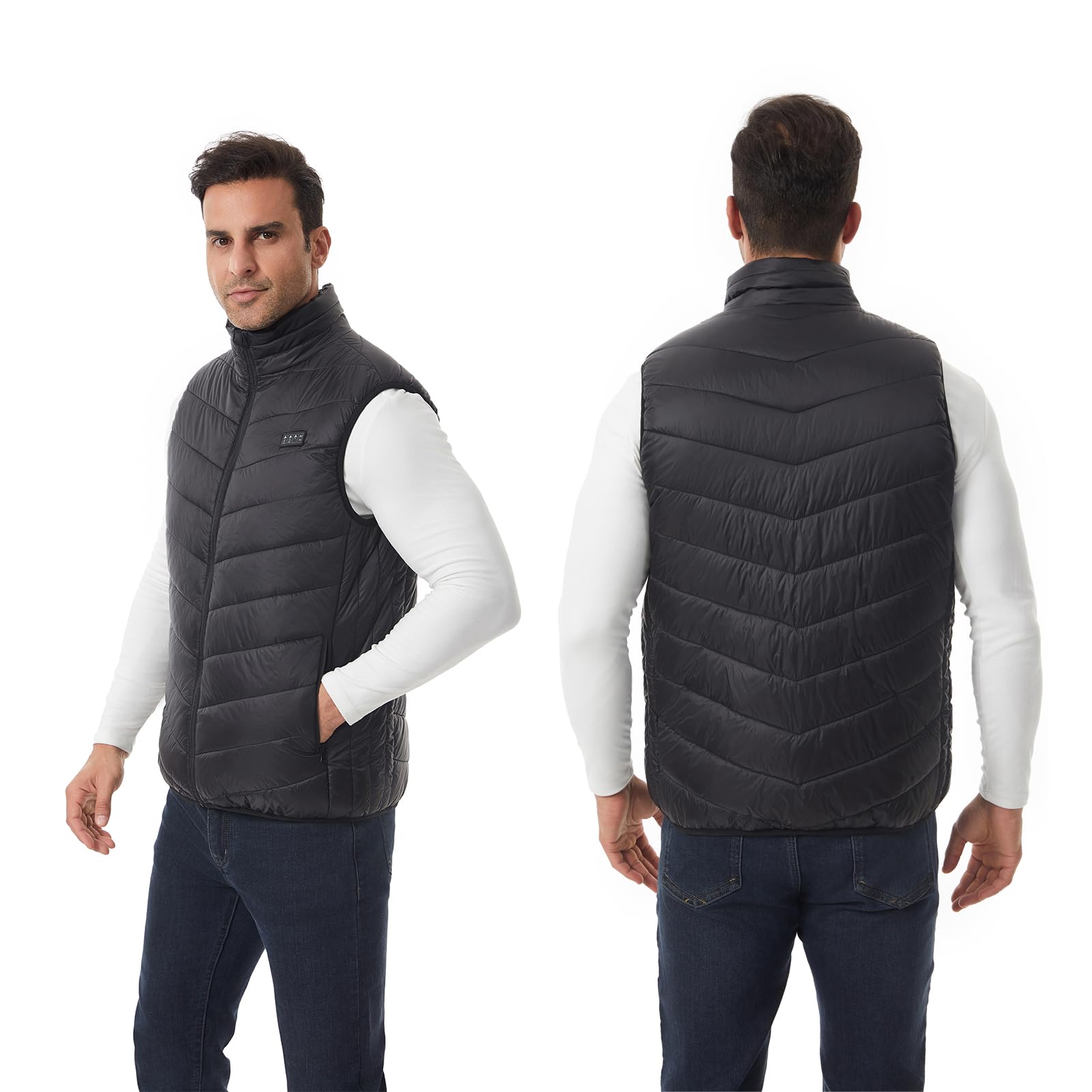 Monave Chaleco térmico para mujeres y hombres con 15 almohadillas térmicas, calentador de cuerpo térmico para motocicleta, pesca (el embalaje no contiene baterías)