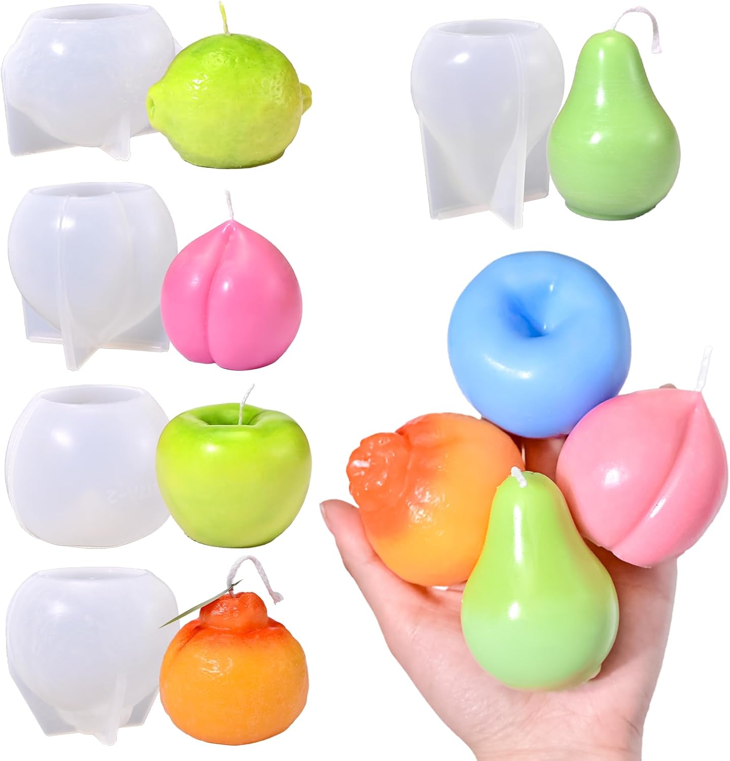 Fruit Shaped Ice Cream: 10 Amazing Viral Desserts 17 5Pcs Fruit Candle Molds Set, 3D Apple, Pear, Orange, Lemon & Peach Silicone Mold for Scented Wax Candle Soap Epoxy Resin Casting Polymer Clay Art Decor