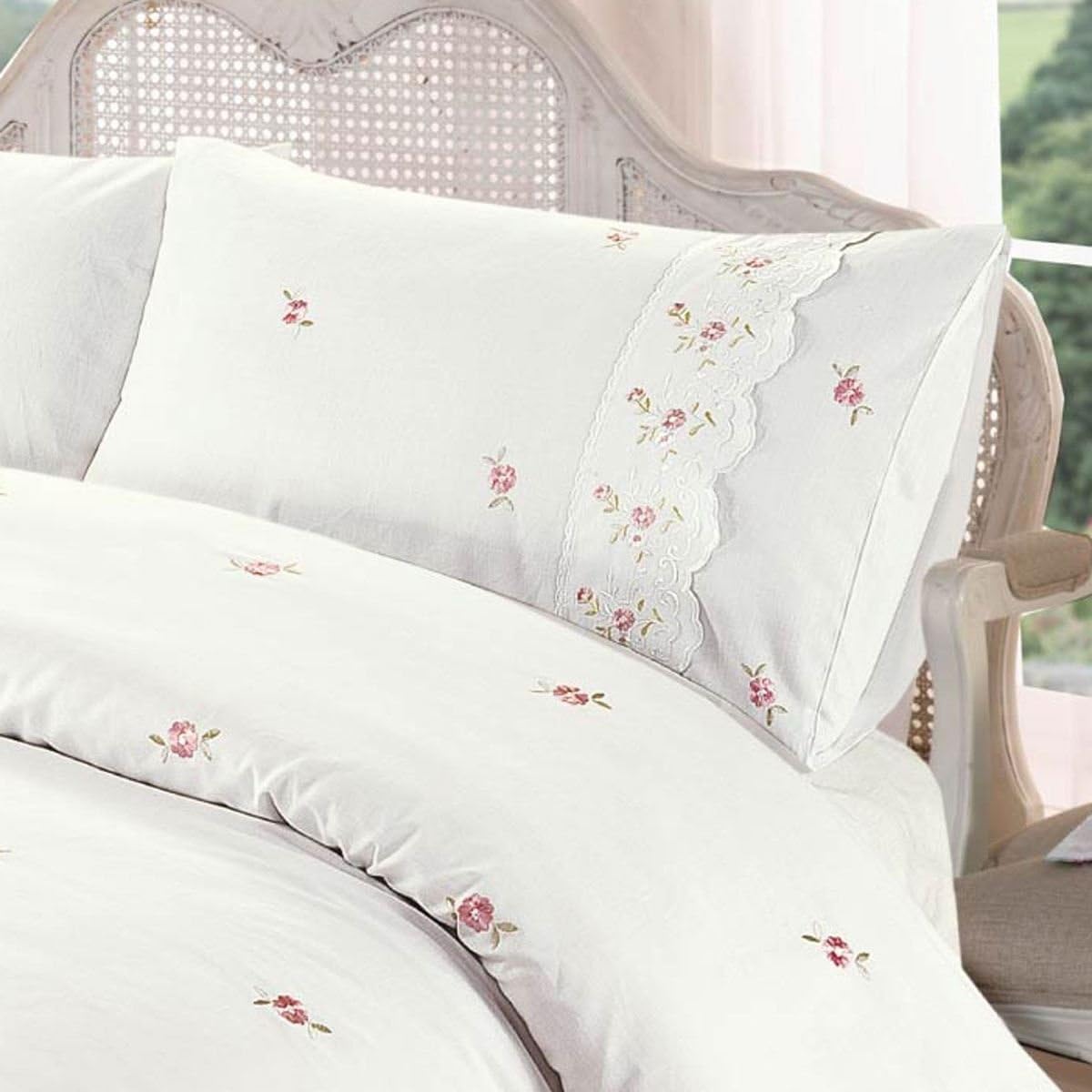 Crown - Set copripiumino per letto king size, in morbida microfibra con federe, motivo a quadretti, stile vintage, con copripiumino e federe