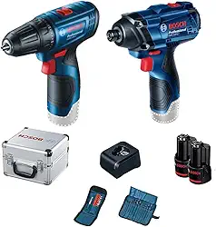 Bosch Kit Parafusadeira GSR 120-LI e Chave de Impacto GDR 120-LI, 12V com 2 baterias, 1 carregador e 1 maleta