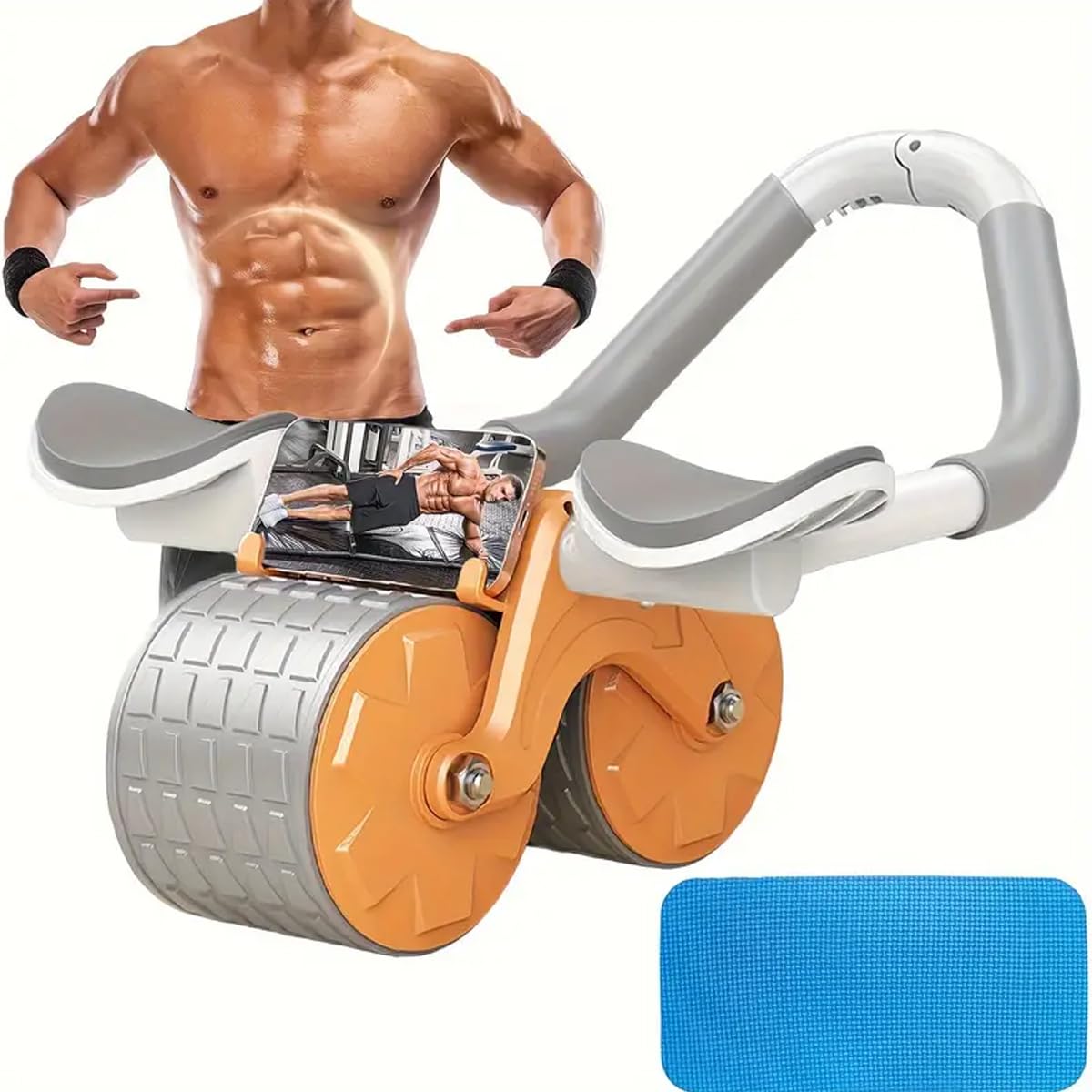 Piyu Automatic Rebound Ab Roller with Dual Wheels, PVC Core & Abs Strength Training Equipment, Universal Fit for Home Workout -