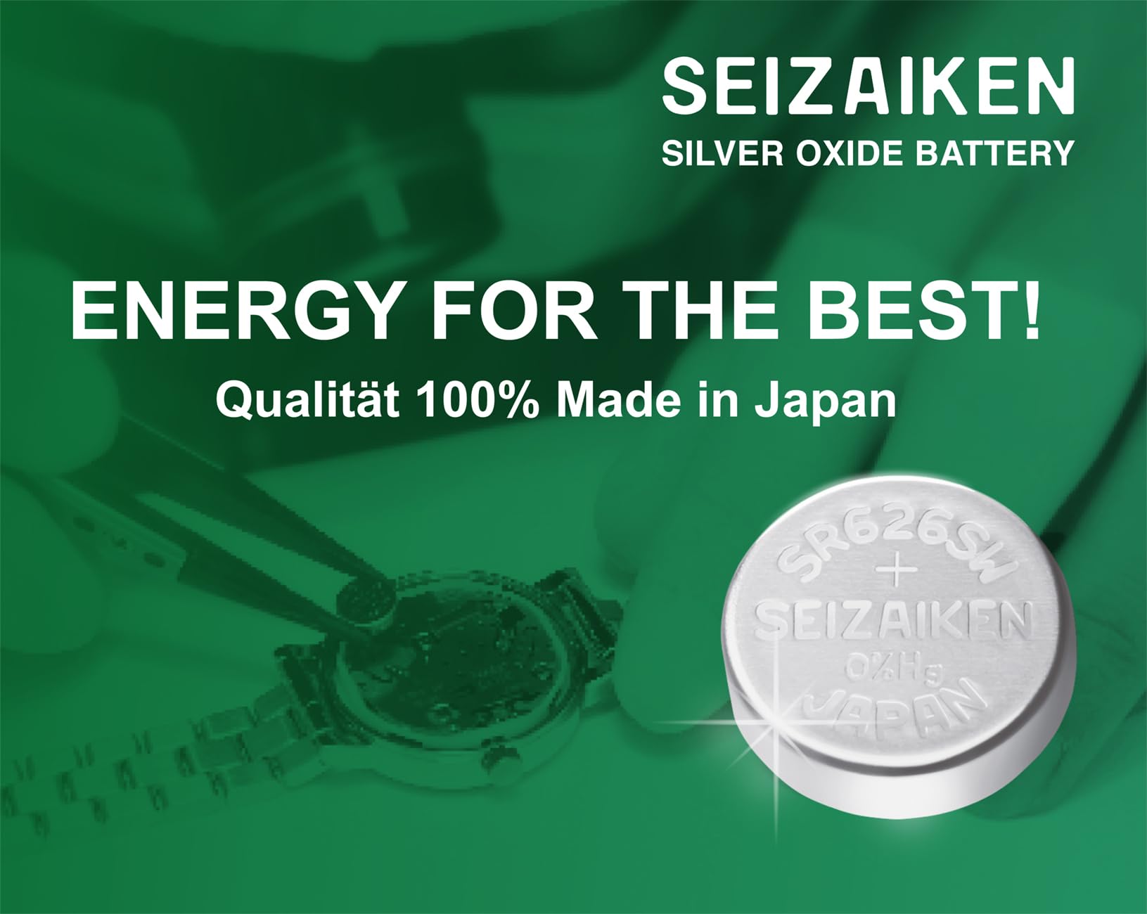 2 baterie guzikowe oryginalne SEIZAIKEN 364, SR621SW, 1,55 V, baterie do zegarków z tlenkiem srebra, 0% rtęci, 100% Made in Japonia