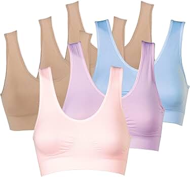 Genie Bra Womens 6 Pack - Wireless Bra for Women, Solid