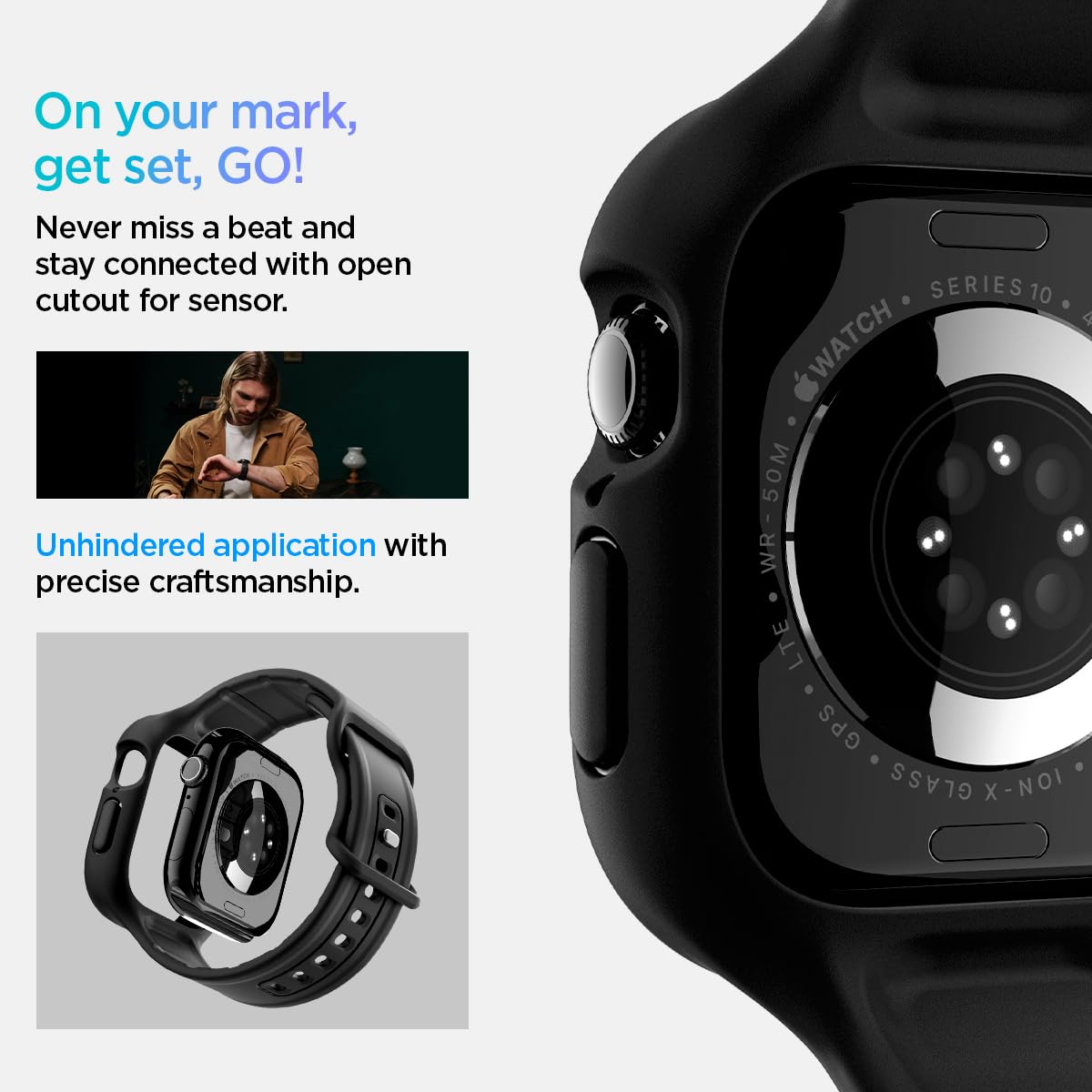 Spigen Vault Pro Hülle Kompatibel mit Apple Watch 11/10 46mm (2025/2024) - Matt Schwarz
