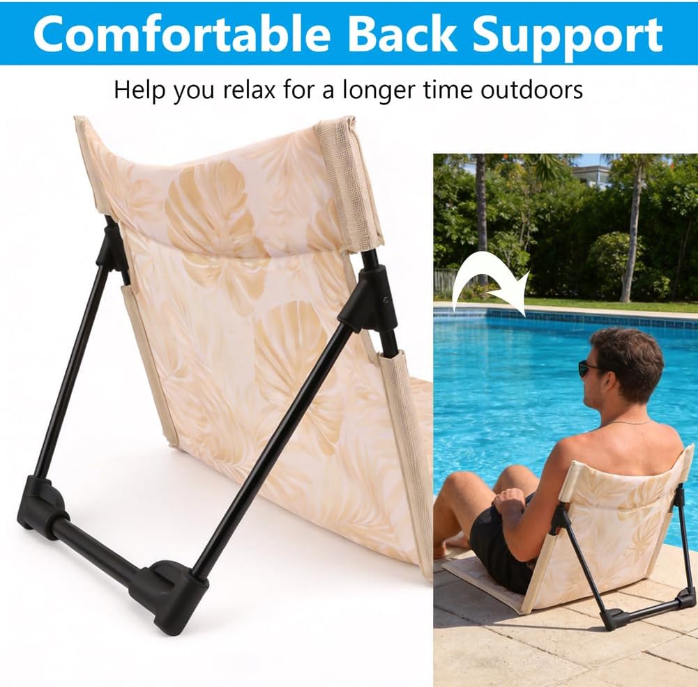 Foldable Poolside Chair, Tropical Leaf Print Design, Poolside Chairs for Edge of Pool, Foldable Pool Chair for Swimming, Picnics, Road Trips, Travel, and Camping (1 PCS)