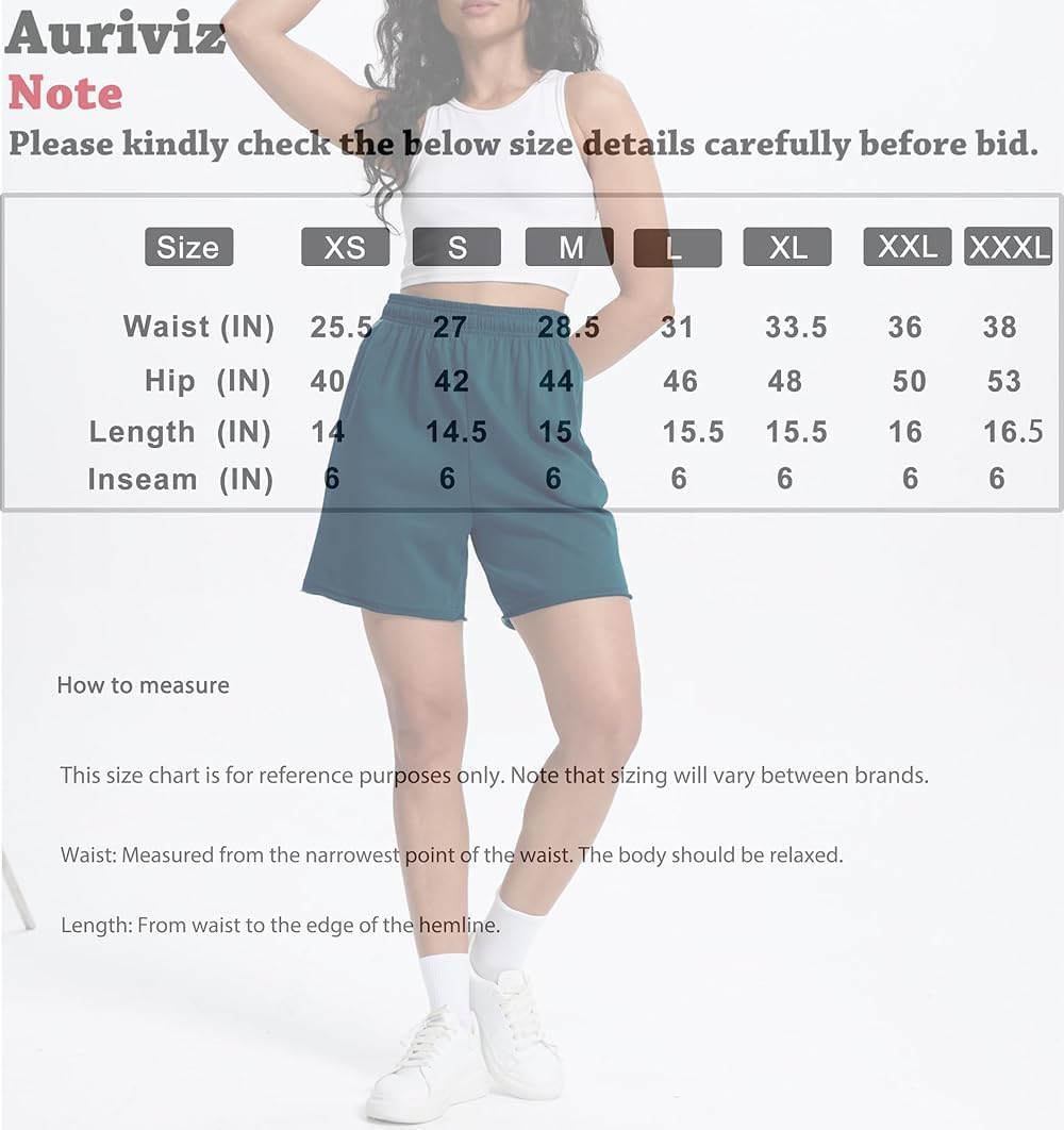 Auriviz Womens Sweat Shorts Comfy Cotton Casual Drawstring Shorts Workout Lounge High Waisted Summer Shorts with Pockets - Image 7