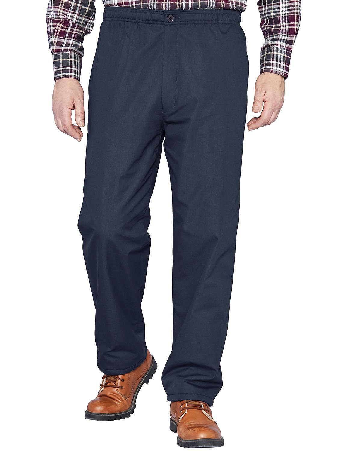Chums Men's Navy High-Rise Fleece Lined Leisure Trouser Pants 44W / 29L