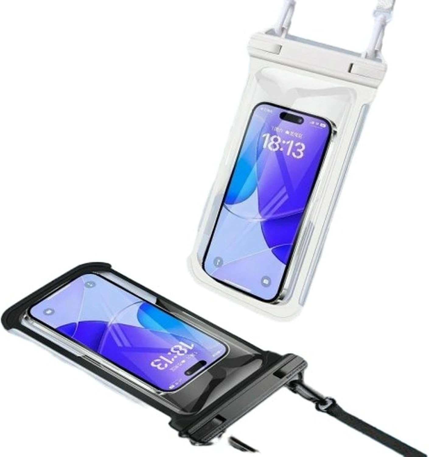 Waterproof Phone Pouch with Floating Bottom, Touchscreen Dry Bag with Lanyard for Beach Swimming-1 Pcs Black