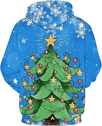 Vista 2 de Ainuno Sudadera con capucha unisex de Navidad para hombres y parejas, divertida sudadera con capucha navideña