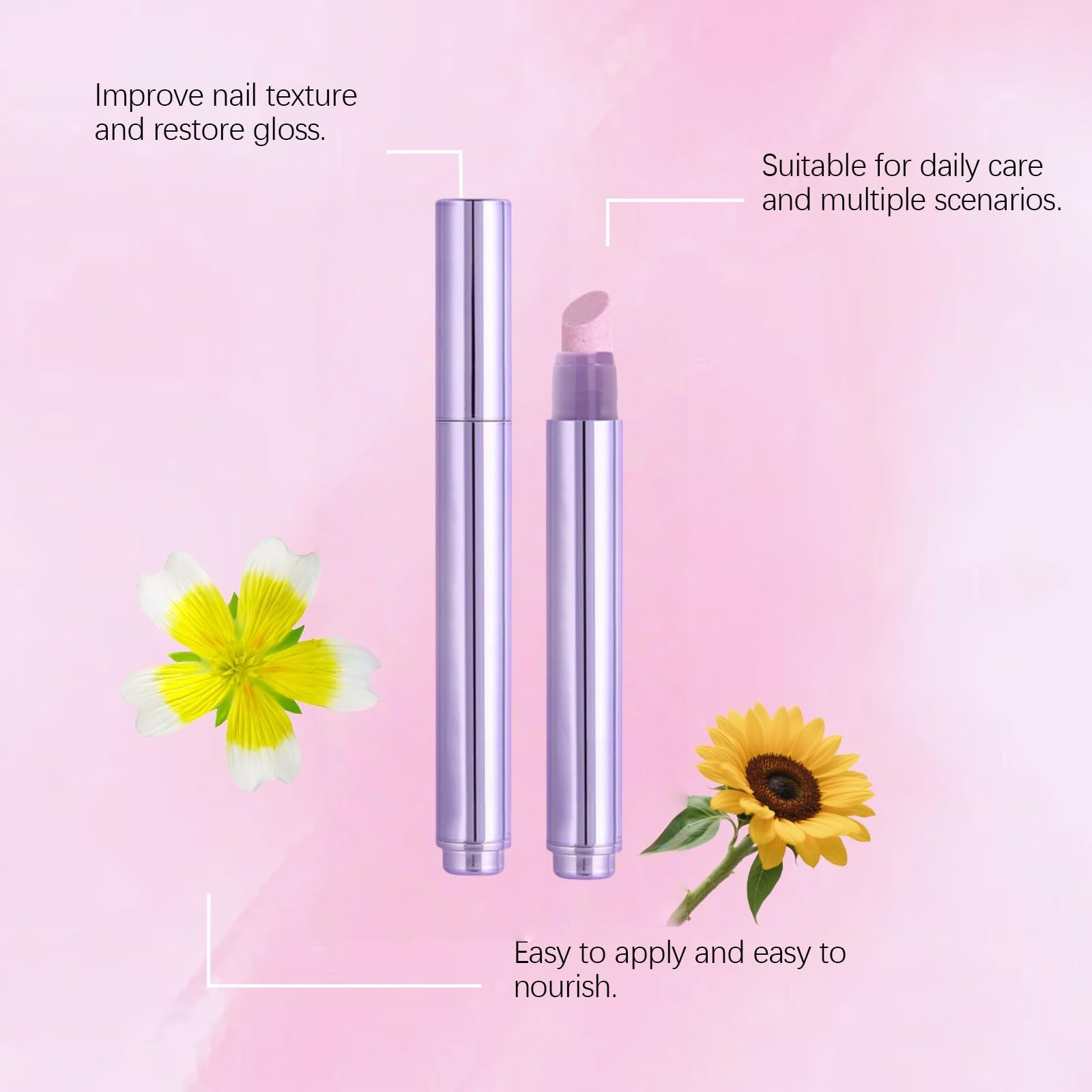 2PCS Tip Pusher Pen,3-in-1 Nail Care Pen,Cuticle Oil Pen and Nail Care,Cuticle Pusher P/en,Strengthen Brighten Cuticle Oil for Nail,Na/il Buffer Pe/n and Cuticle Removal for Nourishing Cracked N/ail - Image 3