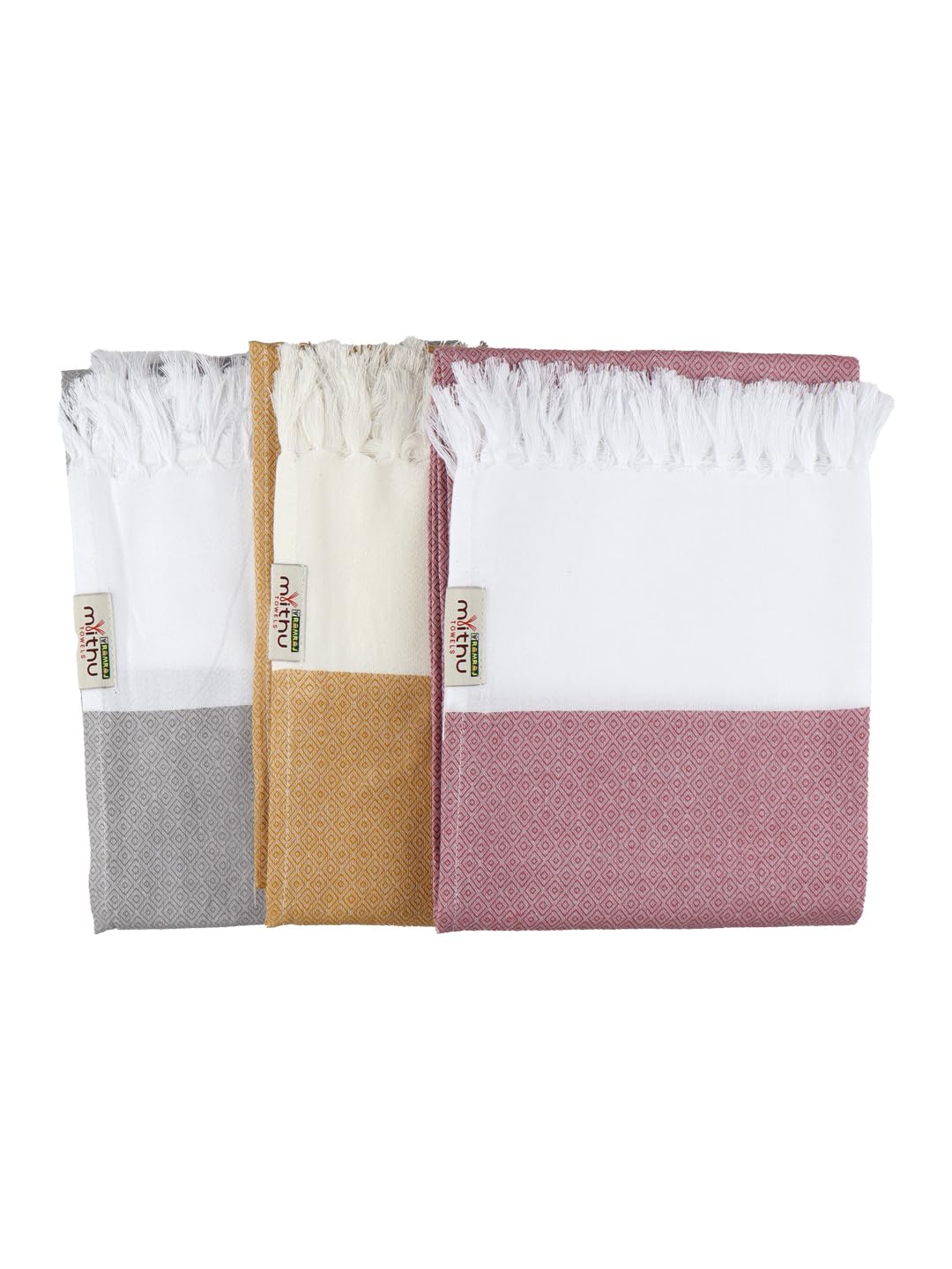 RAMRAJ COTTON Unisex Waffle Design Bath Towel Pack of 3 SIGNTWL1053 (Multicolor)-image-47