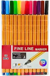 Kit Canetas Fineliner Coloridas Ponta Fina 0.4mm para Desenho e Escrita com Tintas Vibrantes, Secagem Rápida, Ergonômicas, Linha Premium (12)