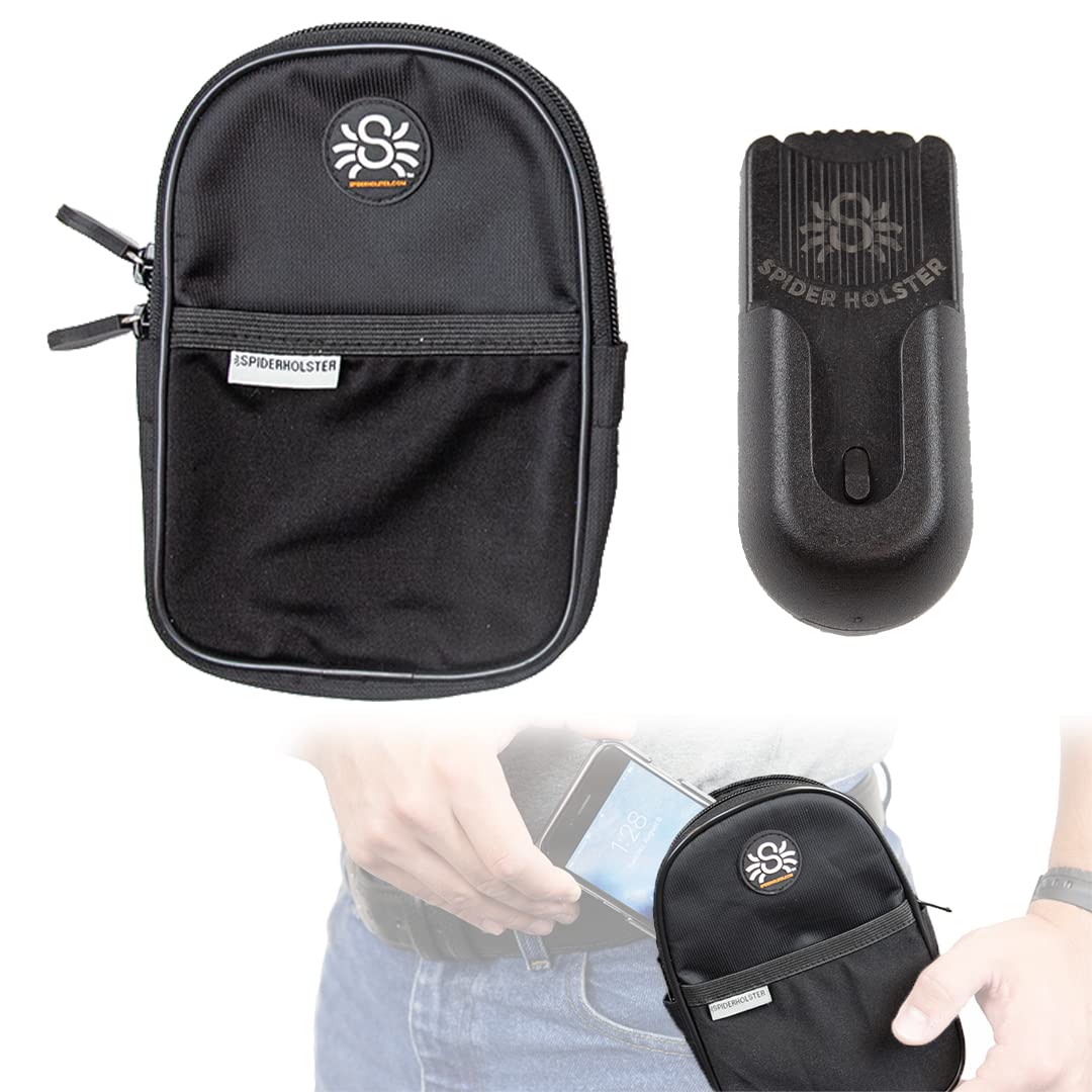 Spider Holster - SpiderMonkey Utility Pouch - Self locking belt accessory clip with convenient storage pouch for your keys, spare batteries, money, and more!