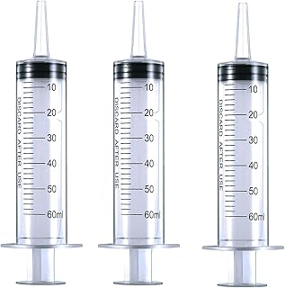HaBeuniver 60ml Syringe, 3 Pack Large Plastic Syringe for Scientific Labs and Dispensing Multiple Uses Measuring Syringe Tools