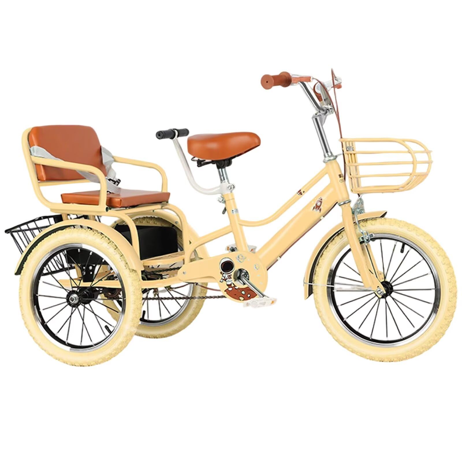 Trike 3-Rad-Lastenfahrrad, S Dreirad, Doppelbremsen, Rücksitz, verstecktes Fach, 3 Räder, Mehrfarbig, 16–20 Zoll(Yellow,20inch) Spielzeug