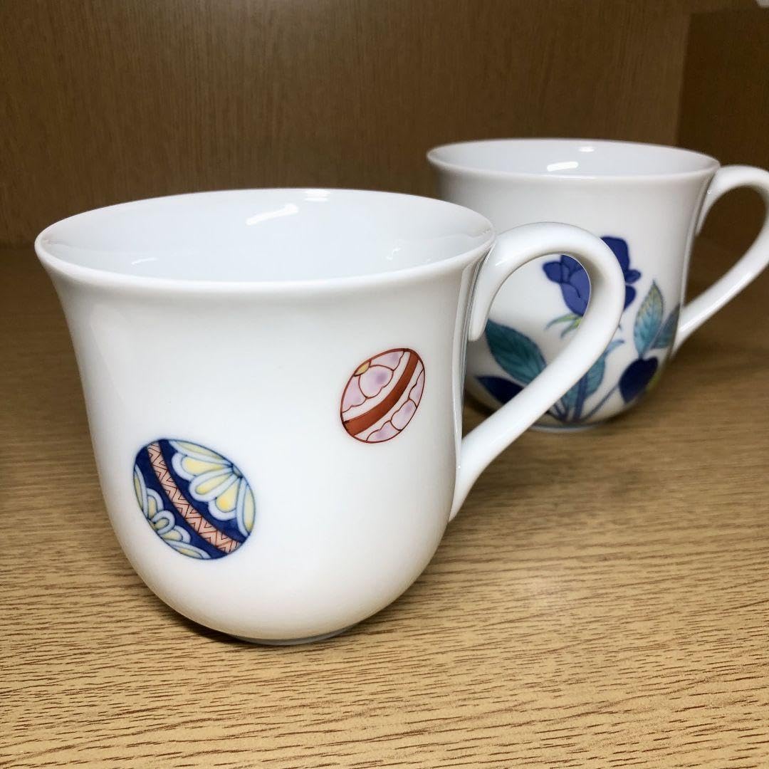 Amazon.co.jp: 伊万里 鍋島焼 畑萬陶苑 マグカップ 2客 花 鞠 グラス