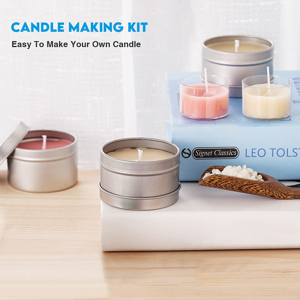 Kit Fabrication Bougies DIY Complet - 120g Cire Soja, Mèches, Boîtes, Accessoires Inclus