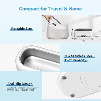 Ultrasonic Jewelry Cleaner, 48KHz Ultrasonic Cleaner Machine for Jewelry, Eyeglasses, Rings, Watch Strap, Dentures-Dual Cleaning Modes, 304 Stainless Steel Tank