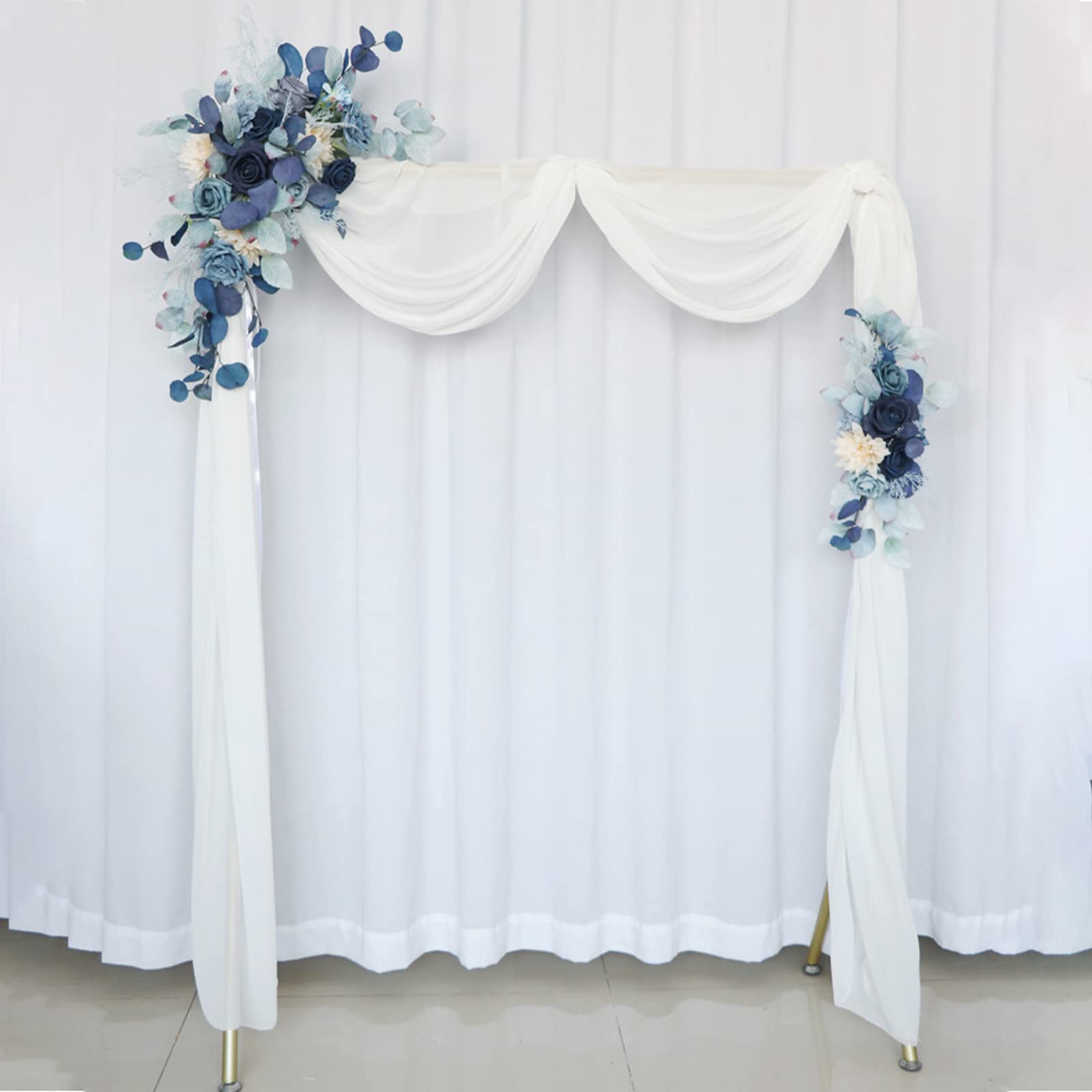 BestAlice Blue Wedding Arch Flowers Kit - 2 Silk Flower Swags & 1 Drapery Fabric For Ceremony Backdrop Decor - View #3