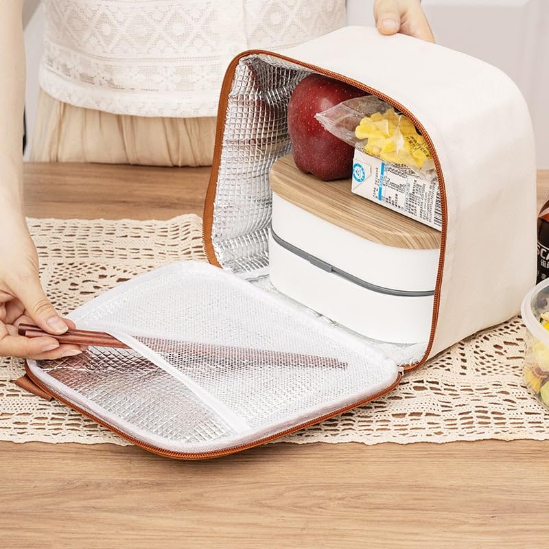 XINGNIAO Japanese Minimalist Lunch Bag, Thickened Aluminum Foil Insulated Bento Bag for Womens and Office Workers - Image 4