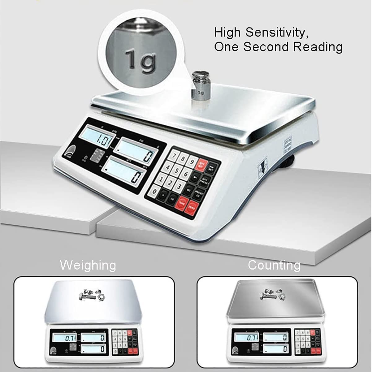 Bilancia Digitale Da Cucina 30kg/60lb - Alta Precisione 1g - Con Funzione Tara, 6 Unità (g/oz/lb/kg/tl/ct) E Conteggio - Display LCD - 4