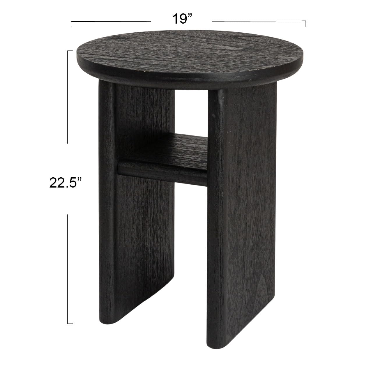 Creative Co-Op Sturdy Firwood Side Table, Black