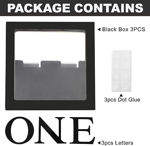 Miniatura 10 de HPLYEL Una caja para el primer cumpleaños, 3 cajas de globos para decoración de cumpleaños de baby shower, con una letra para niños y niñas de 1