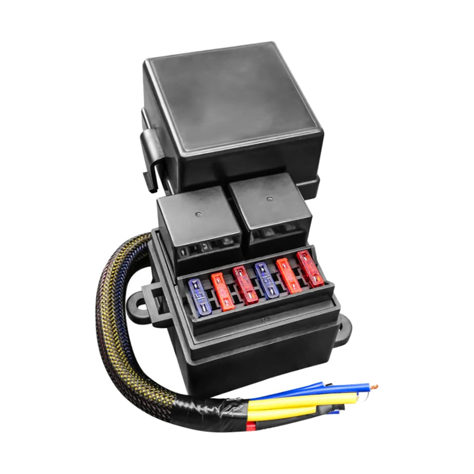 Caja de Relés Y Fusibles, Bloque de Relés de 2 Ranuras, Relés de 80 a, Piezas de 12 V, Impermeable, 6 Ranuras para Fusibles, Portafusibles AT