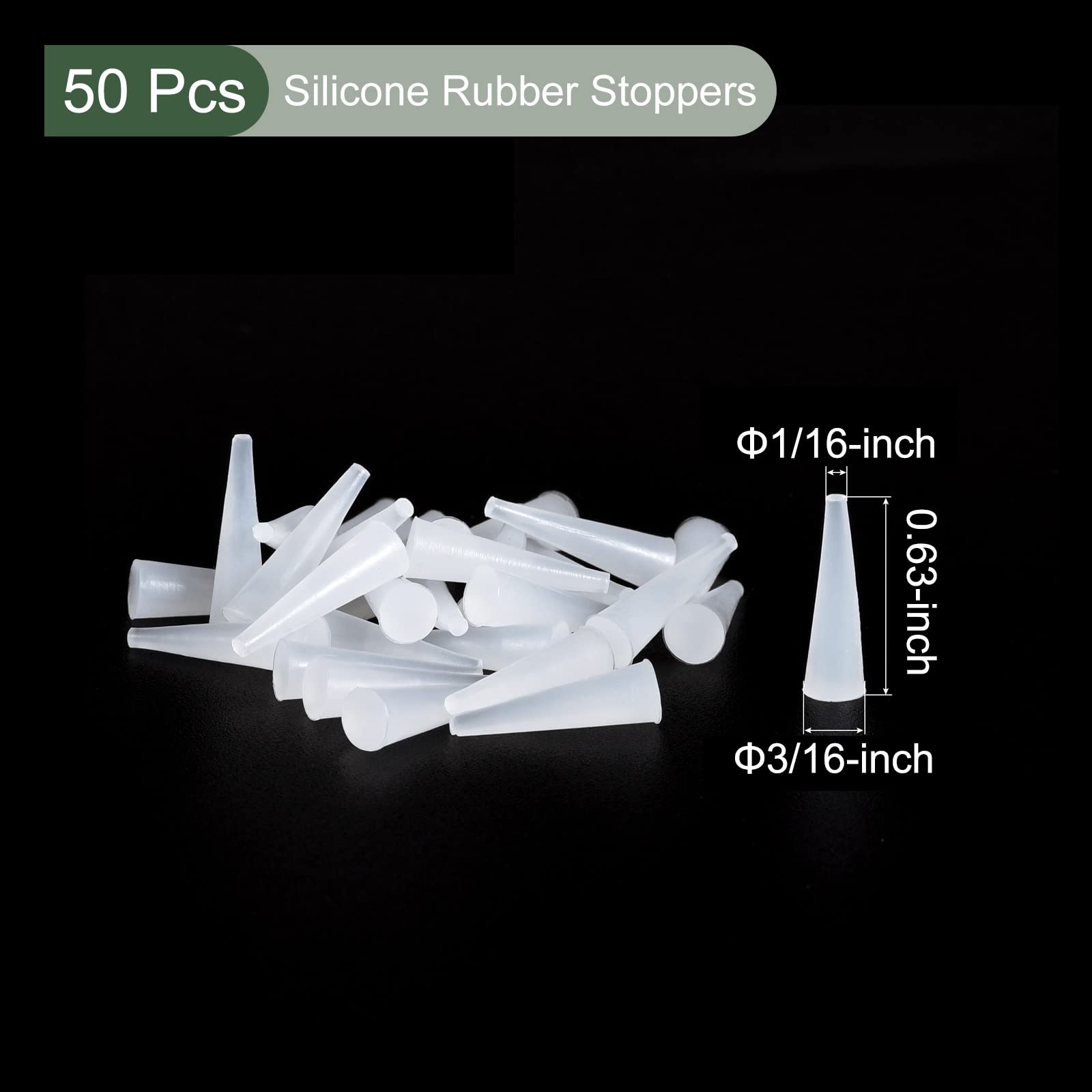 YOKIVE 50Pcs Silicone Rubber Stoppers, Solid Tapered Plugs With High-Temperature Resistance | Protect Hole, Great For Lab Industry (White, 1/8" To 15/64