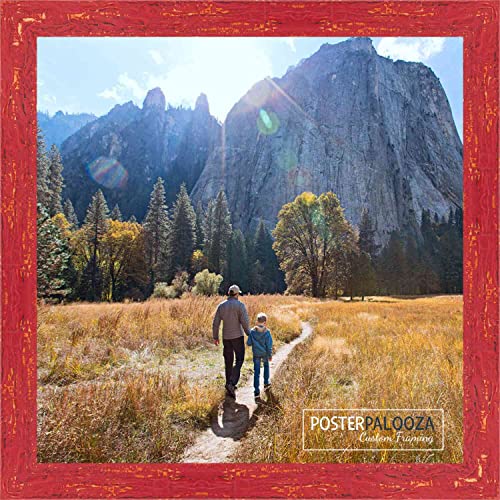Poster Palooza 19X19 Shabby Chic/Red Wood Picture Square Frame - Picture Frame Includes Uv Acrylic, Foam Board Backing, & Hanging Hardware 19" X 19" #TOP1
