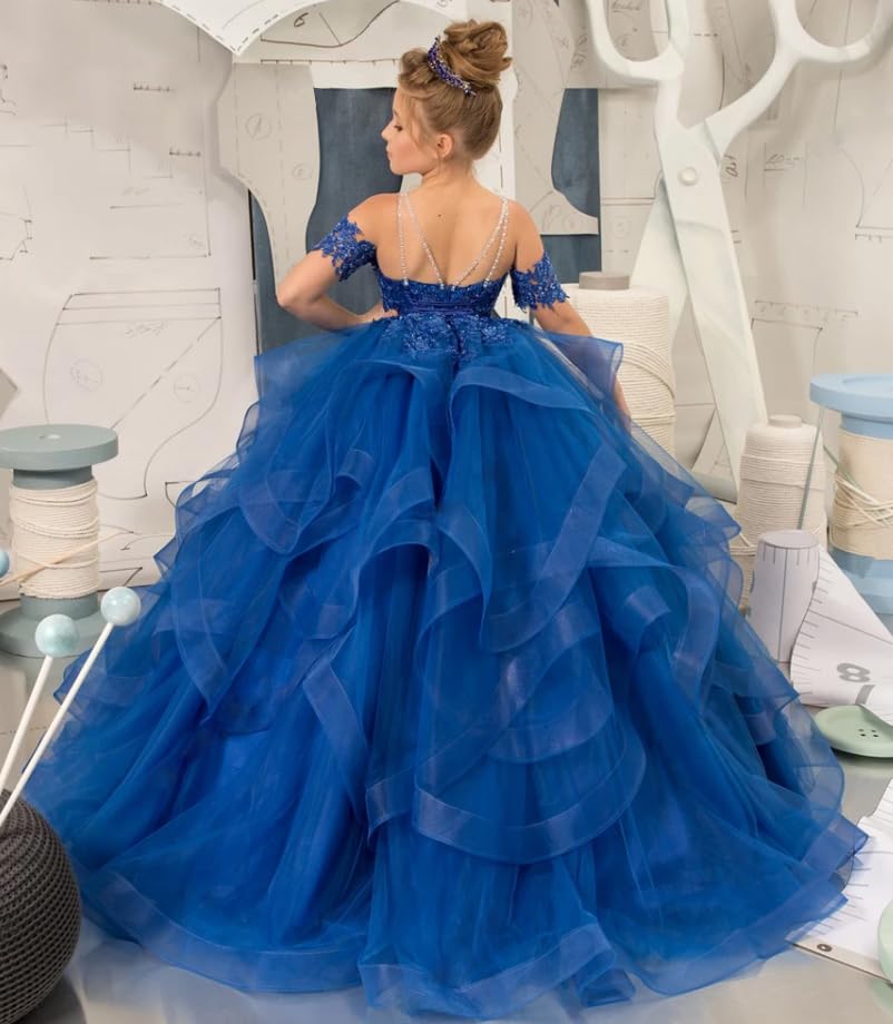 Flower Girl Dresses for Wedding Beaded Applique Princess Pageant Dress Tulle Long Party Ball Gown3