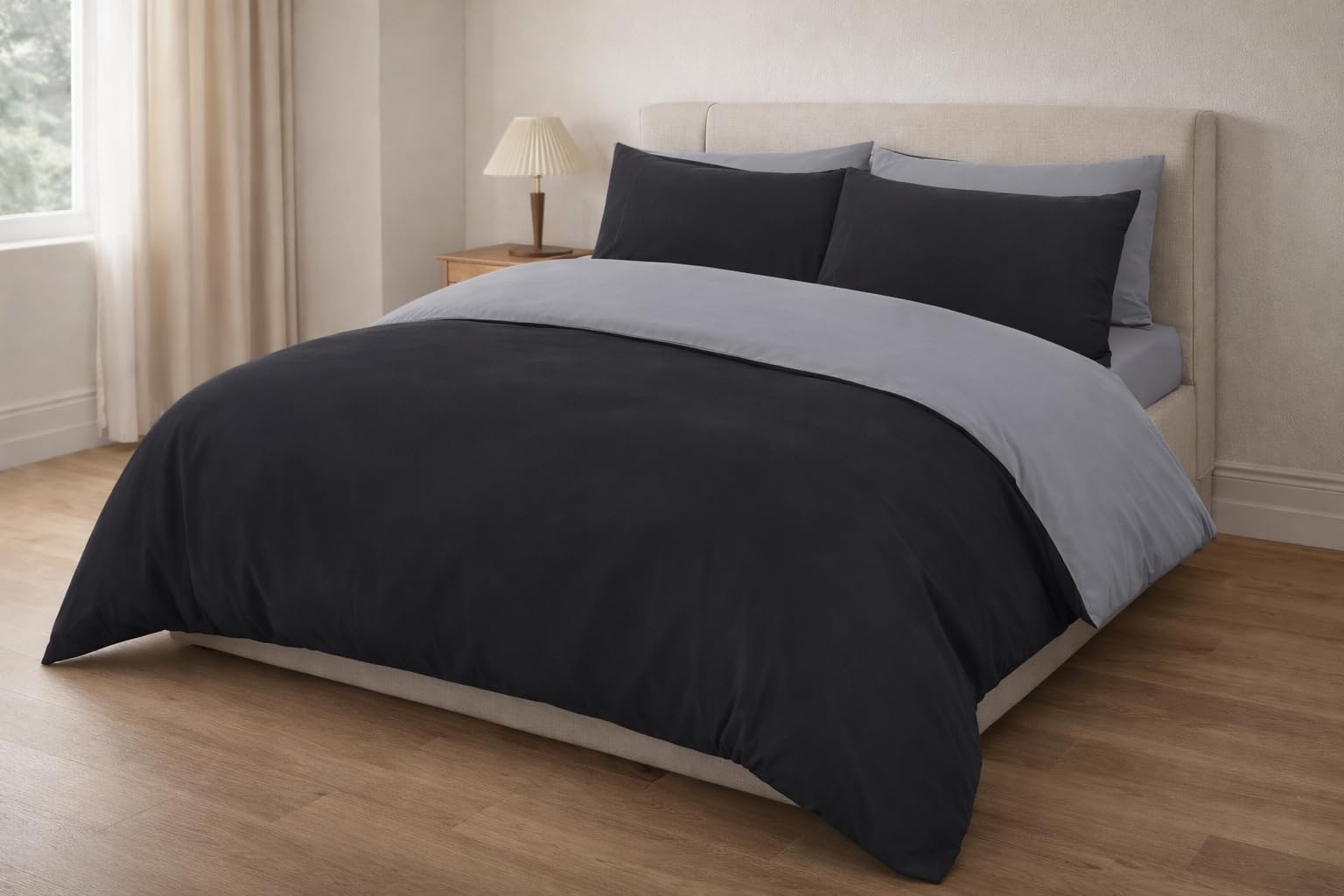 K&A® Luxury 4 Piece Duvet Set | Ultra Soft Microfiber Duvet Cover, Fitted Sheet & 2 Pillow Cases | Breathable & Wrinkle Resistant Bedding Set | Available in Double Size and Multiple Colors