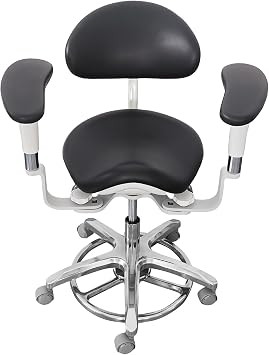 USA Stock Dental Medical Dynamic Black Chair Doctor Saddle Chair Adjustable Foot Controlled for Workshop, Classroom,Lab,Home Office