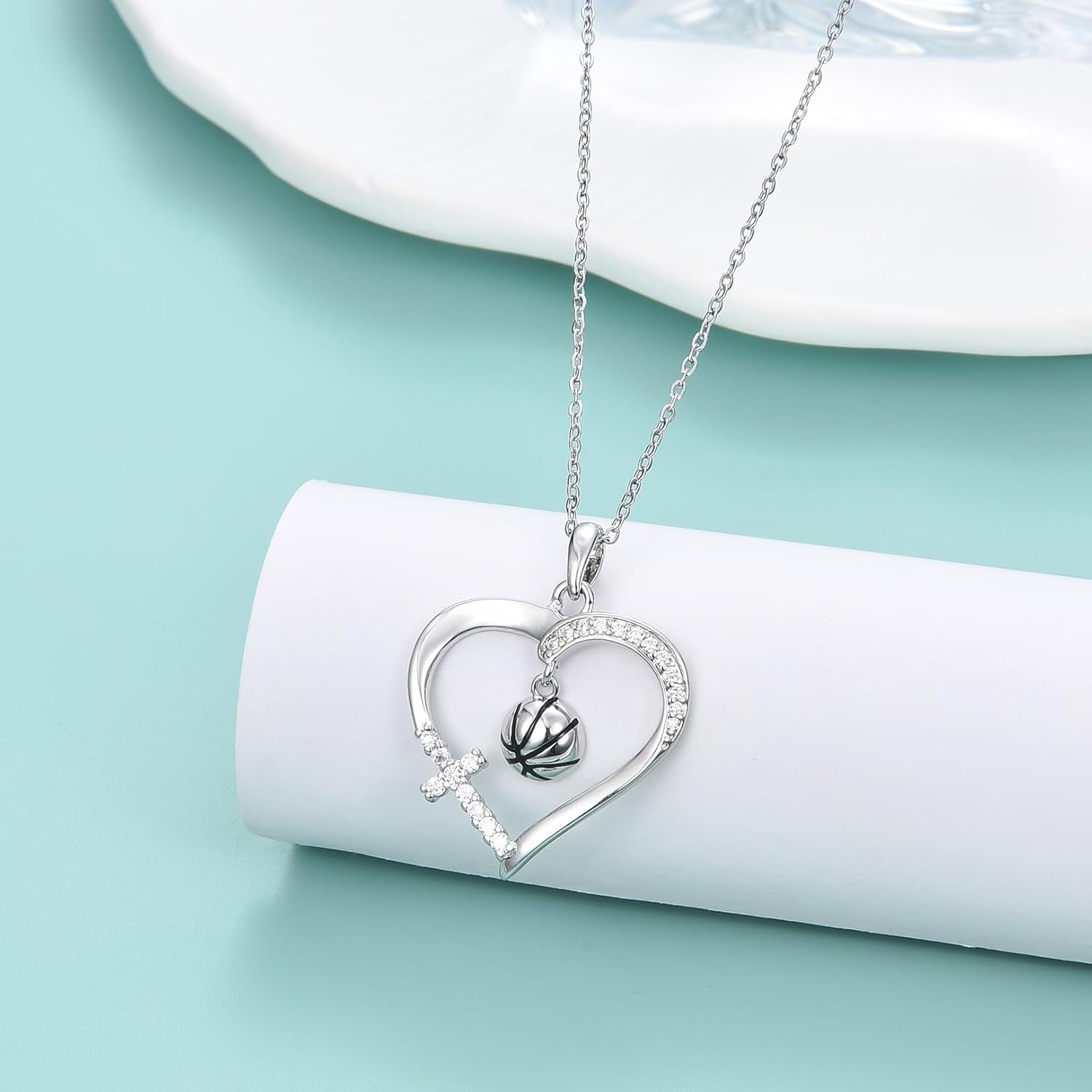 Basketball/Volleyball/Softball/Soccer Gifts for Girls, Sport Accessories Cross Necklace Jewelry Birthday Christmas Valentines Easter Baptism Graduation Gifts for Teens Teenage - Image 6