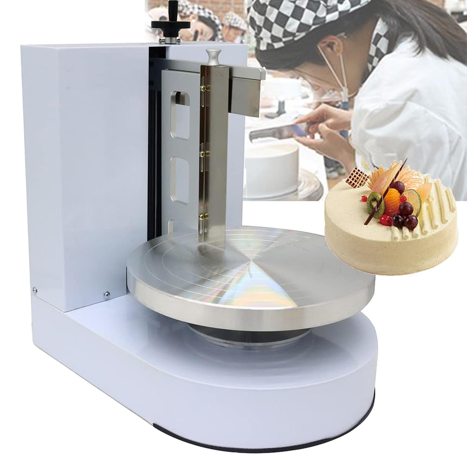 Automatic Decorating Cake Coating Smoothing Scraping Machine 200W White Cake Bread Cream Jam Spreader Baking Tools - Adjustable Height Cake Scraper
