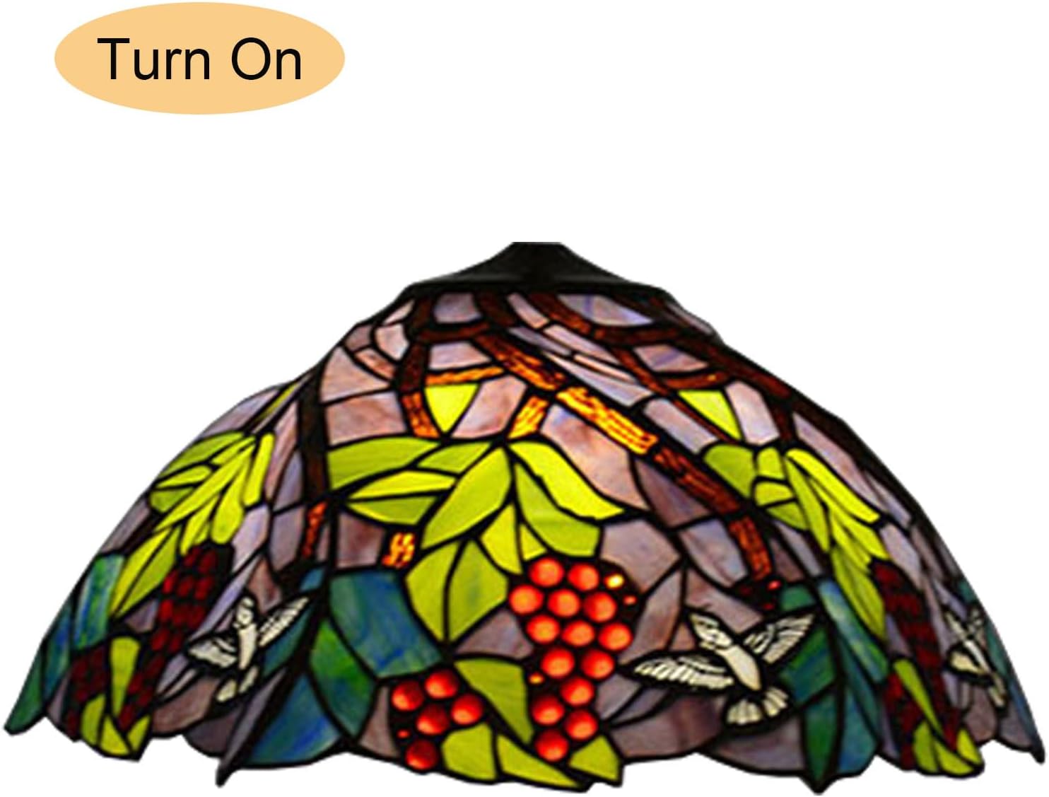 Tiffany Lamp Shade Replacement Only 16X9 Inch Stained Glass Lampshade, Vintage Creative Grape Bird Light Cover for Table Lamps Pendant Lamps Floor Lights Ceiling Fixture