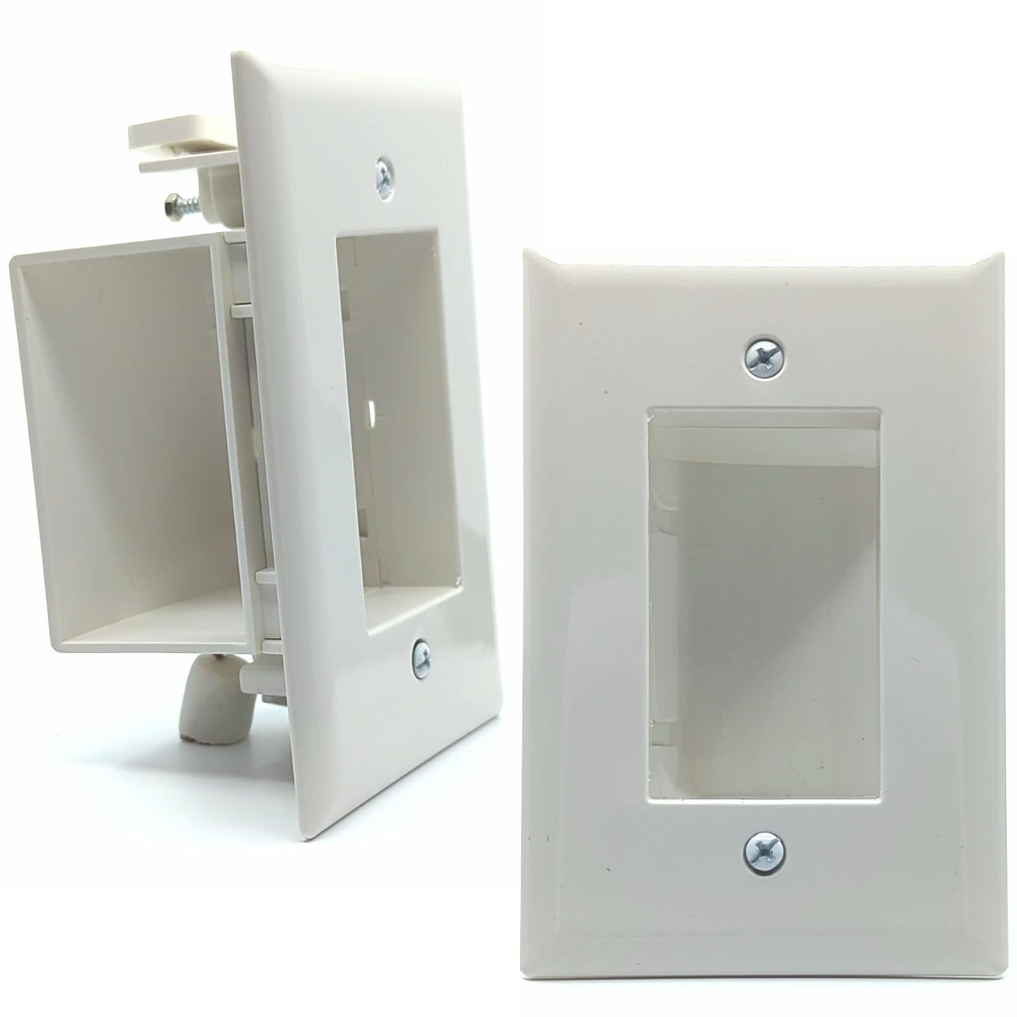 DATA COMMElectronics 50-3332-WH-KIT Flat Panel Cable Organizer Kit, Wall Plate Cable Pass Through, Conceals Low Voltage Wires Behind Mounted TV, Home Theater, Cord Hider Management, White