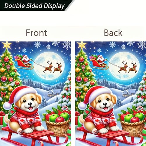 Image of BlissYard Christmas Garden Flag 12x18 Inch Puppy Sled Tree Yard Decor