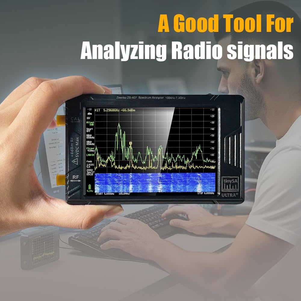 TTinySA Ultra+ ZS407 4-Inch Spectrum Analyzer (100kHz-7.3GHz) & Signal Generator (100kHz-900MHz), 2025 HW V0.5.4 Upgraded Version.