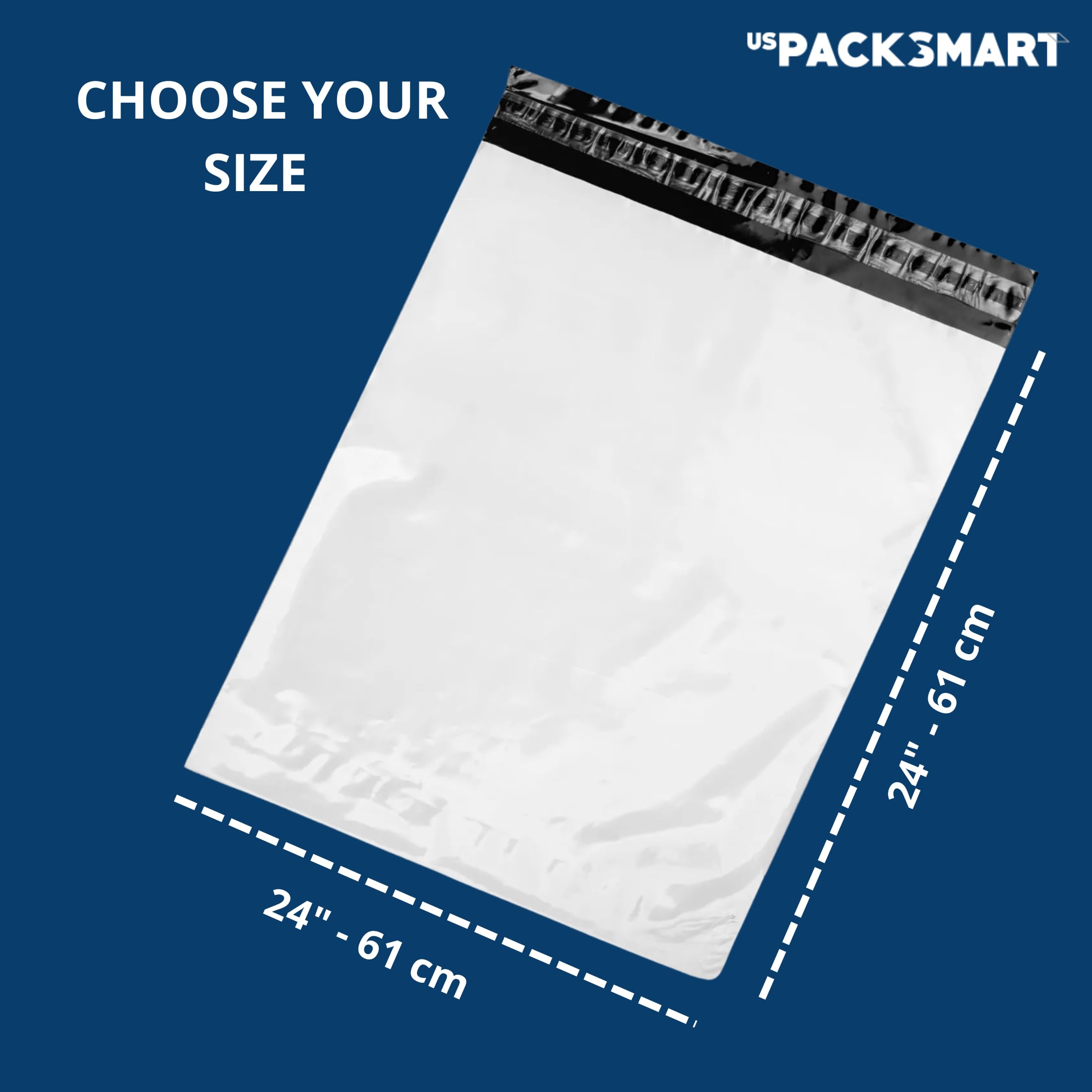Buste per spedizioni in plastica bianca, 61 x 61 cm, per abbigliamento, libri e accessori, buste per spedizione durevoli, impermeabili, antistrappo con forte adesivo autoadesivo