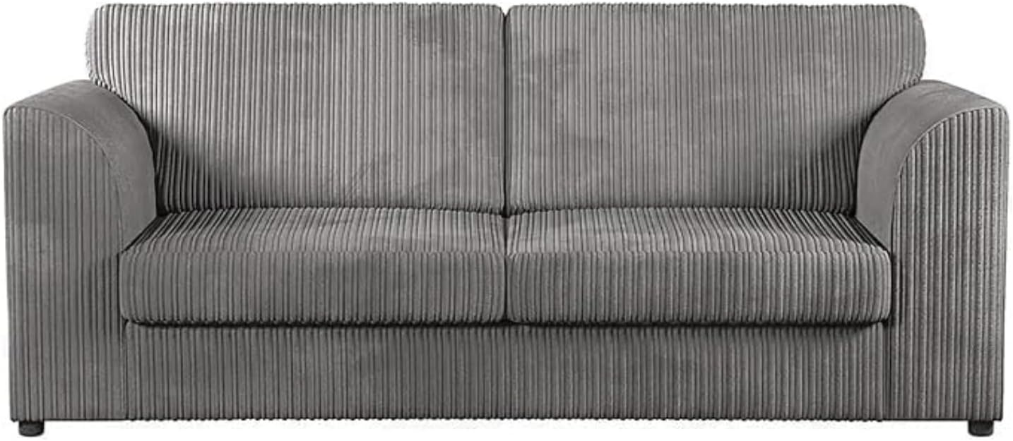 Sofa Snug 2 Seater Jumbo Cord Corner Sofa Full Back Soft Fabric with Modern Design for Living Room - Charcoal Grey