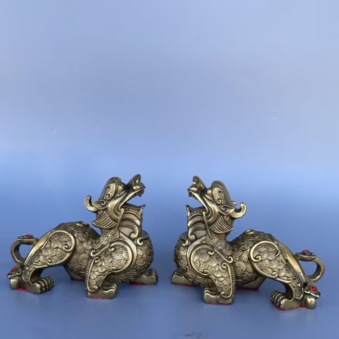 Dytartzx Pure copper pixiu a pair of statues home decoration company Zhaocai feng shui decoration